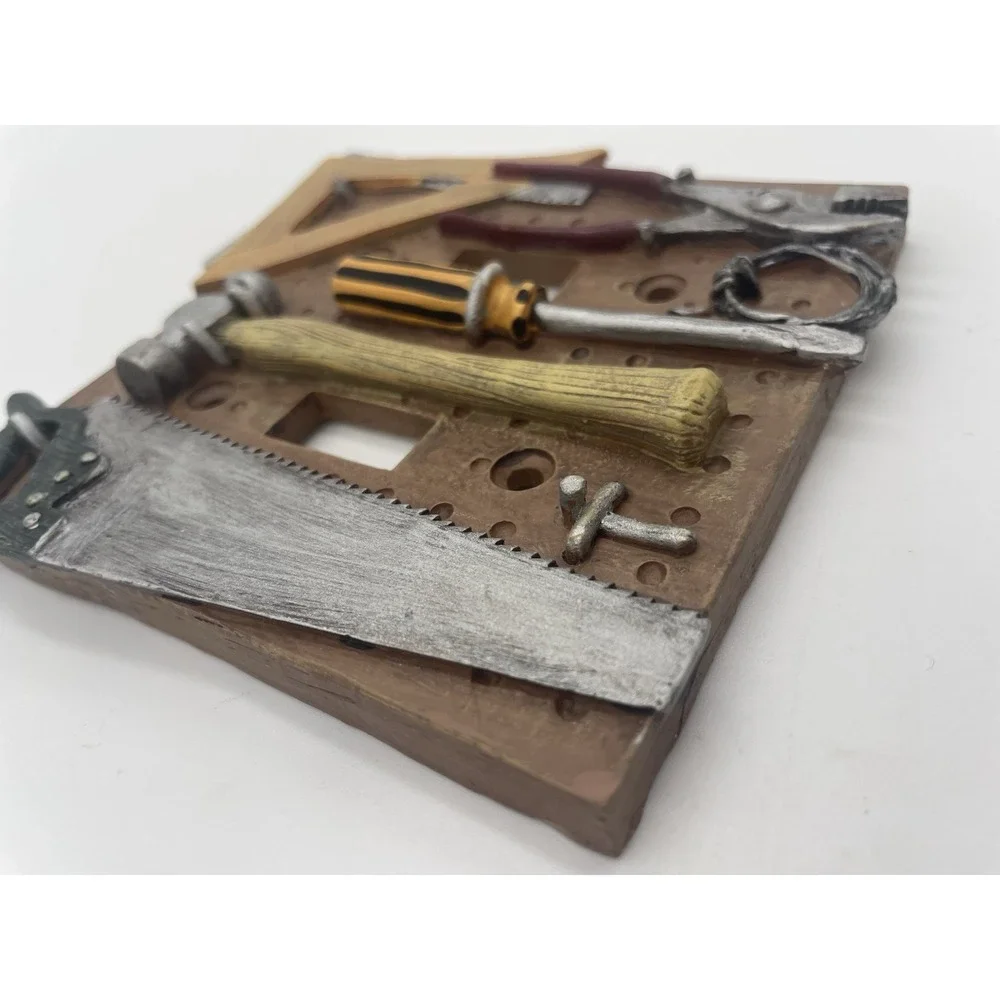 Vintage Resin Figural Tools Double Light Switch Plate Cover Work Shop Unbranded